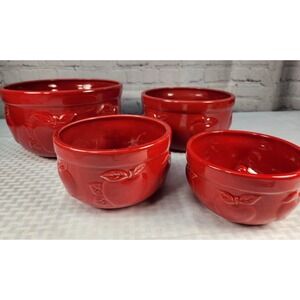 3 CRACKER BARREL Red Apple Nesting Bowls + Juicer Designed By Susan Winget